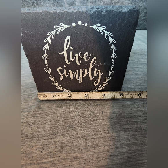 Live Simply Sign On Slate With Easel, 5in x 5in - Picture 4 of 5